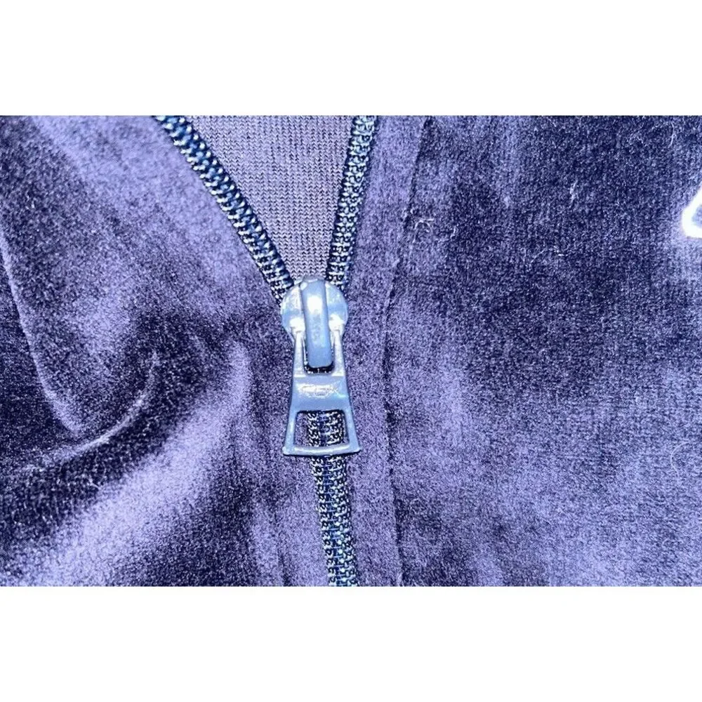 Vintage‎ Reebok Velour Small Logo Embroidered Zip Up Track Y2K Navy Blue